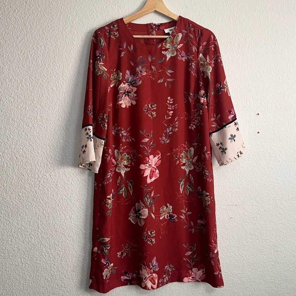 J. Jill Floral‎ Dress 3/4 Sleeve Womens Size XS Work Office Casual Flowy Modest